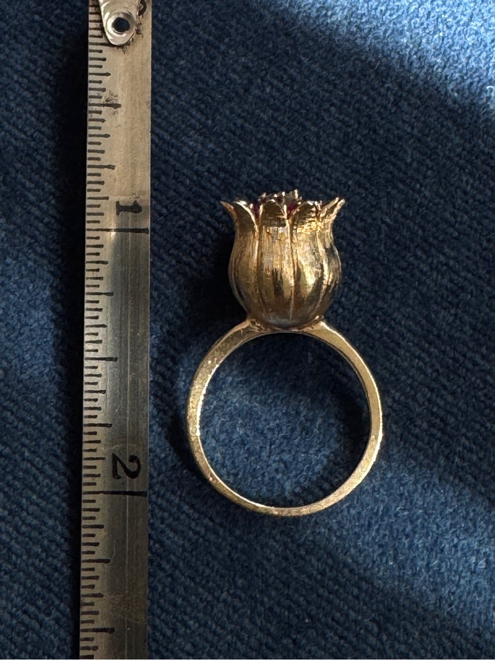 Stunning Rare - Vintage 14k Yellow Ruby And Diamond Tulip Ring Size 6 - Picture 13 of 13